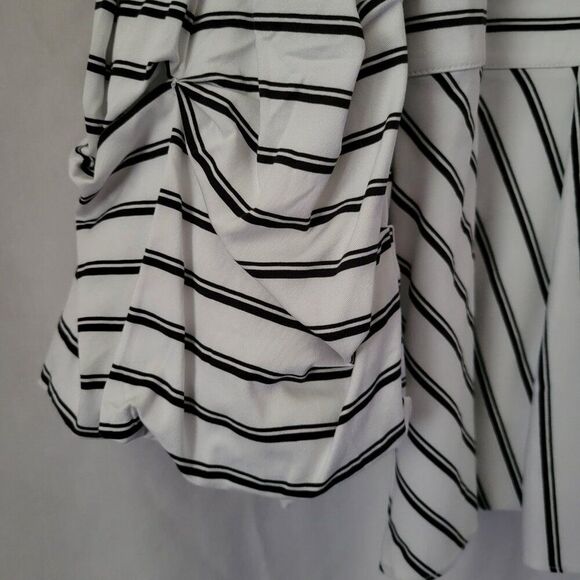 Du Jour QVC Size 16 Wrap Blouse side zip black white stripes Rayon blend d'contd - Picture 12 of 15